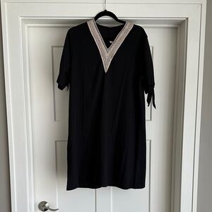 Elegant Black Dress with Lace Trim